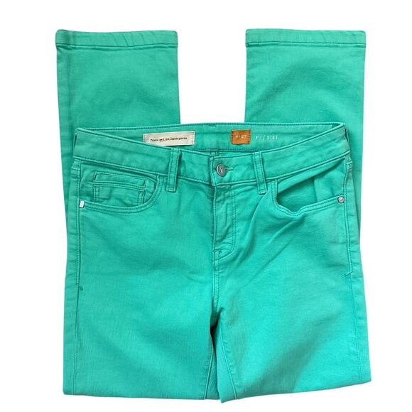 Anthropologie Pilcro Stet Mid-Rise Crop Ankle Jeans Aqua Green Size 27 - Picture 4 of 9